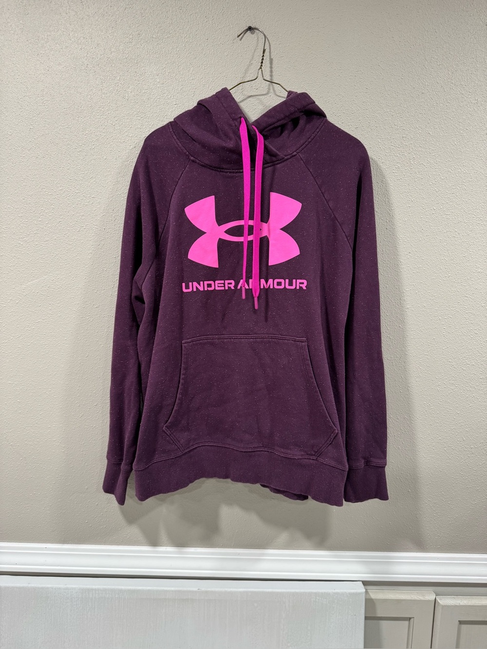 Under Armour Deep Plum Hoodie with Bright Pink Drawcords